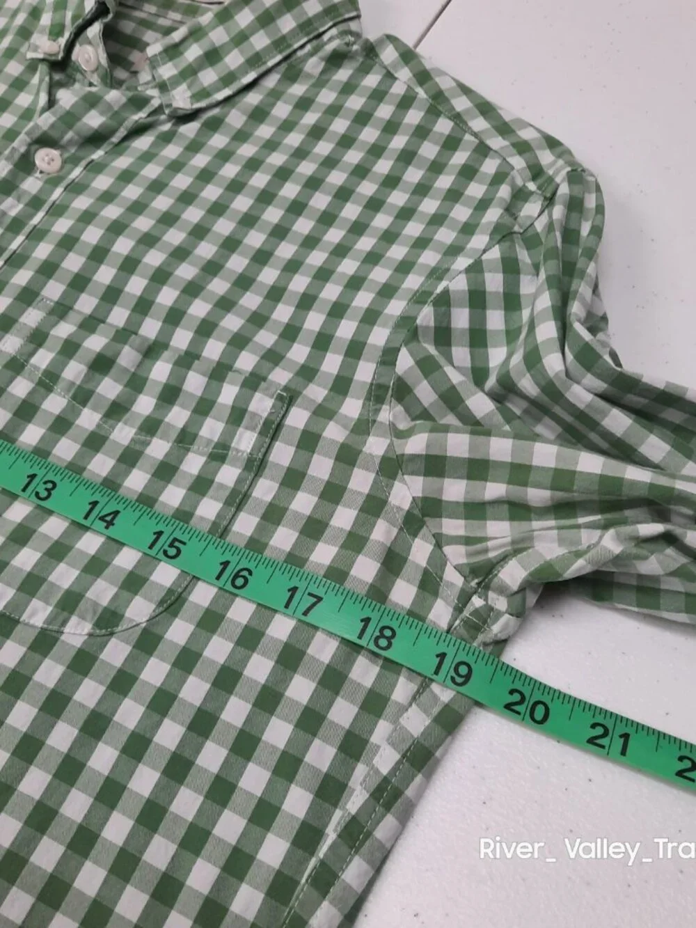 J.Crew Mens Small Gingham Check Long Sleeve Button Down Shirt Slim Fit Green